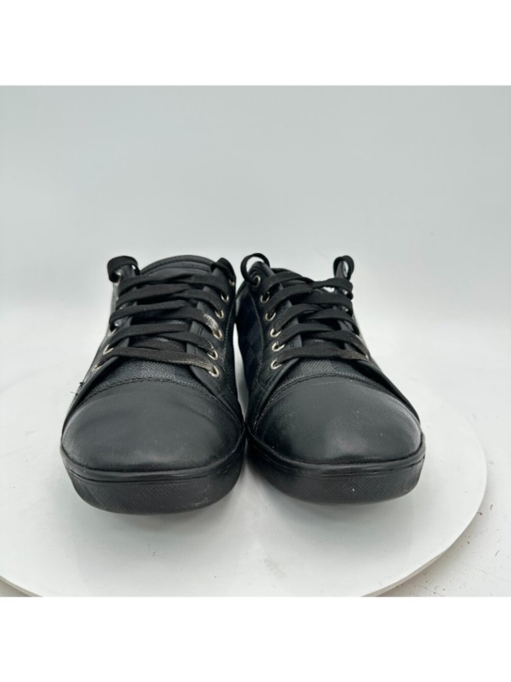 Louis Vuitton Damier Women Size 9 Black Grey Checkerboard Leather Lace Up Shoes - Picture 2 of 11